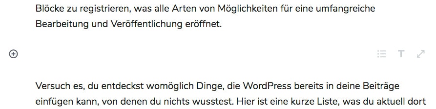 Screenshot eines Ausschnittes aus einem Beitrag, wenn ein neuer Absatz generiert wurde.