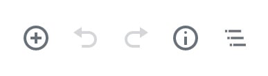 Screenshot der Buttons auf der linken Seite der oberen Editor-Leiste.