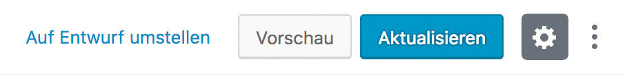 Screenshot der Buttons und Einstellungsmöglichkeiten auf der rechten Seite der oberen Editor-Leiste. Der Zustand ist nach dem Veröffentlichen.