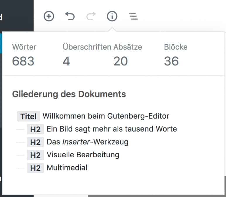 Screenshot des geöffneten Fensters der Beitragsinformationen.