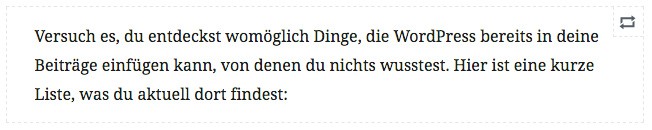 Screenshot eines wiederverwendbaren Blocks nach dem Speichern.