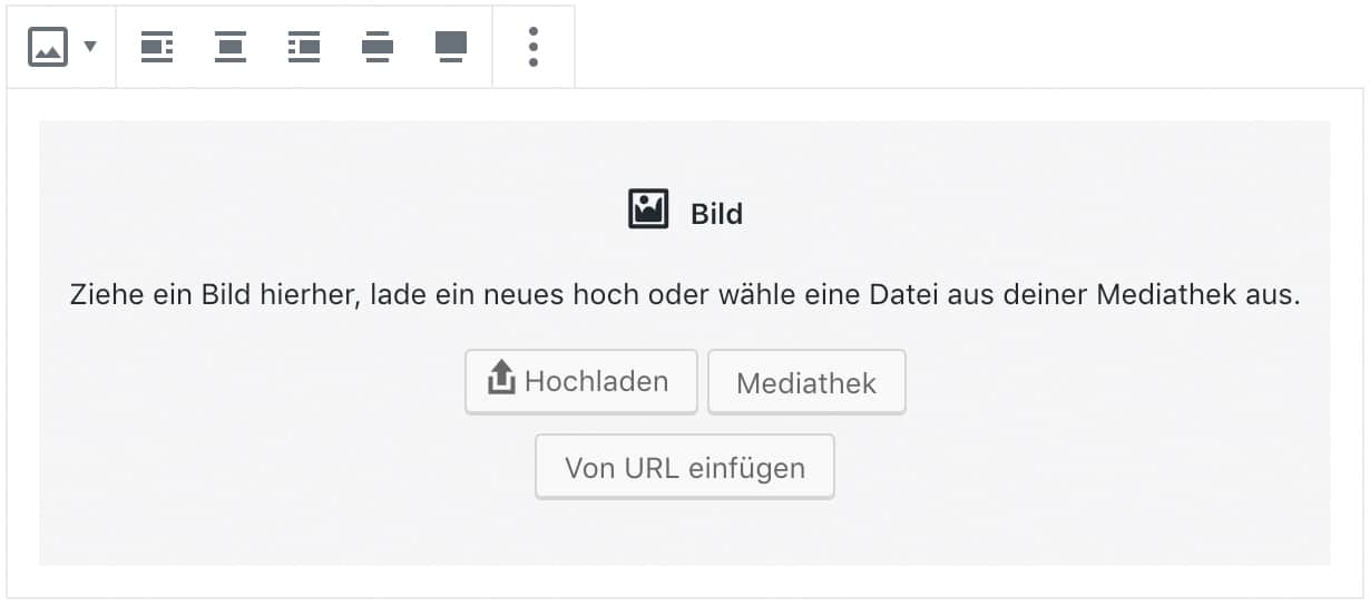 Screenshot des Bild-Blocks, ohne das Inhalt hinzugefügt wurde.