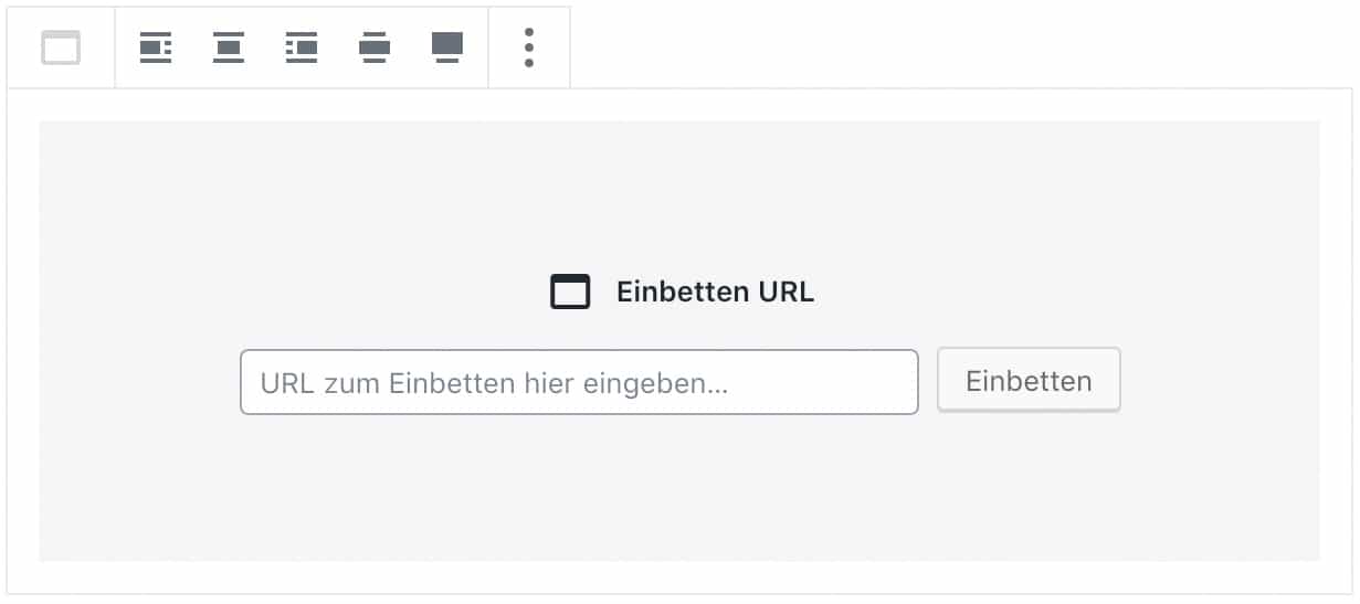 Screenshot des Einbetten-Blocks, ohne das Inhalt hinzugefügt wurde.