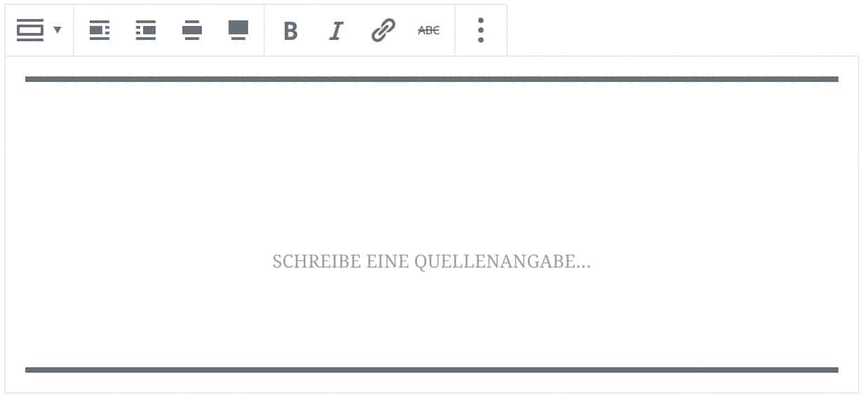 Screenshot des Pullquote-Blocks, ohne das Inhalt hinzugefügt wurde.