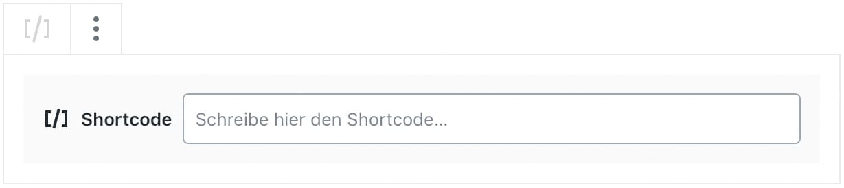 Screenshot des Shortcode-Blocks, ohne das Inhalt hinzugefügt wurde.
