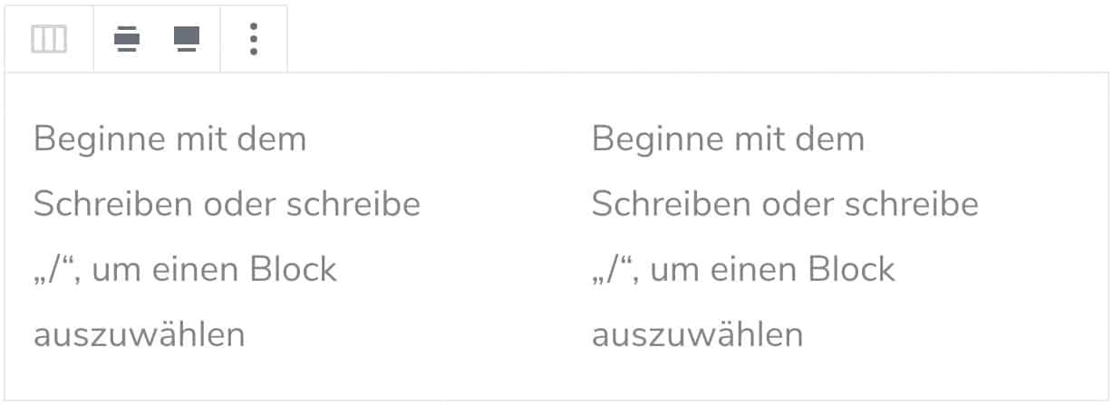 Screenshot des Spalten-Blocks, ohne das Inhalt hinzugefügt wurde.