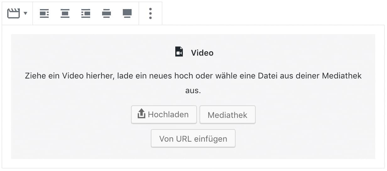 Screenshot des Video-Blocks, ohne das Inhalt hinzugefügt wurde.