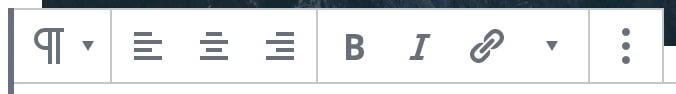 Screenshot eines Ausschnittes, der die Block-Werkzeugleiste eines Absatz-Blocks zeigt.