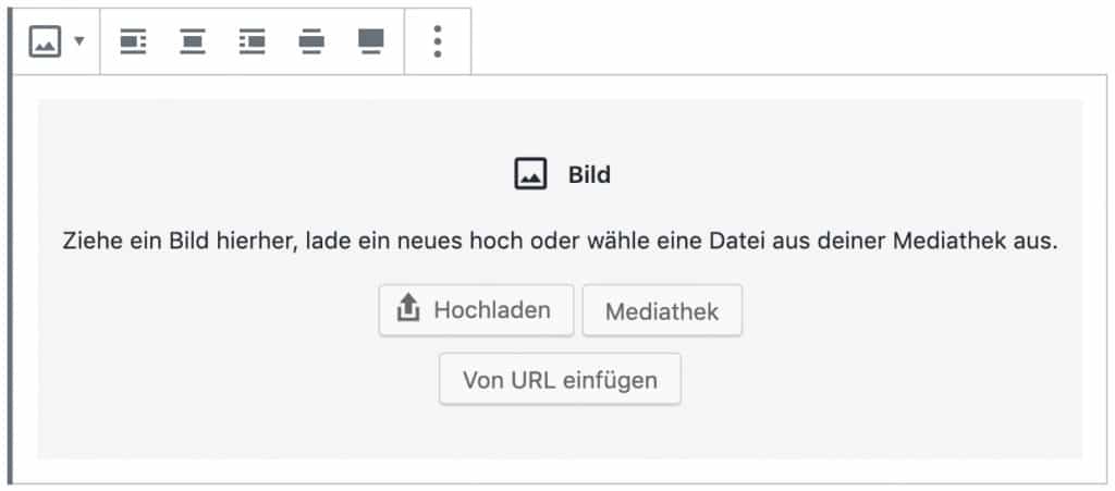 Screenshot des Bild-Blocks, ohne das Inhalt hinzugefügt wurde.