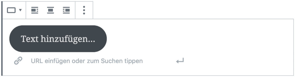 Screenshot des Button-Blocks, ohne das Inhalt hinzugefügt wurde.