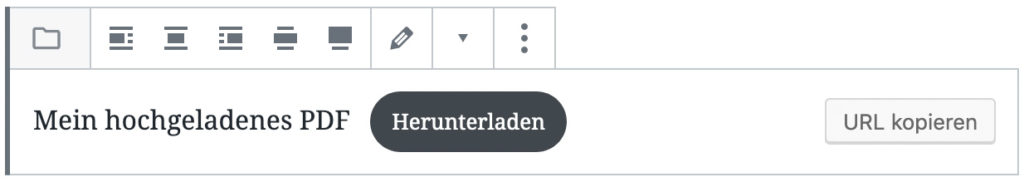 Screenshot des Datei-Blocks, nachdem eine Beispieldatei hinzugefügt wurde.