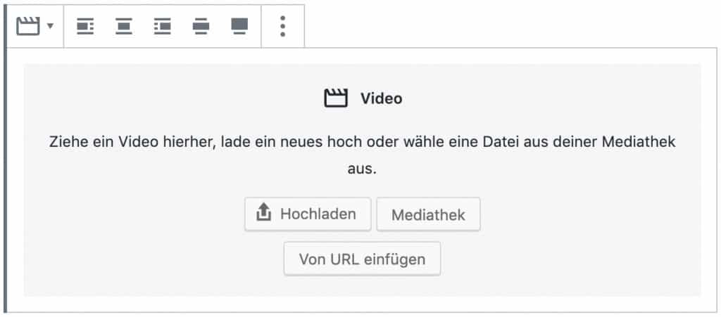 Screenshot des Video-Blocks, ohne das Inhalt hinzugefügt wurde.