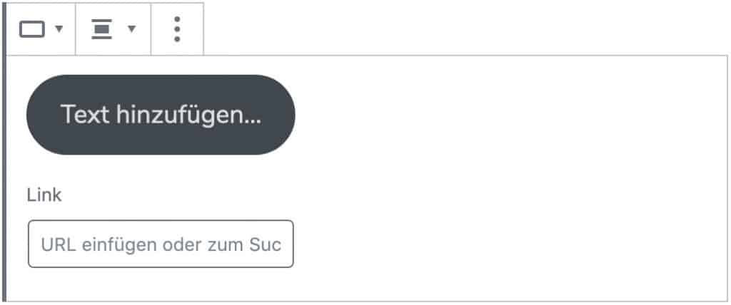 Screenshot des Button-Blocks, ohne das Inhalt hinzugefügt wurde.