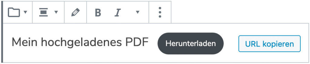 Screenshot des Datei-Blocks, nachdem eine Beispieldatei hinzugefügt wurde.