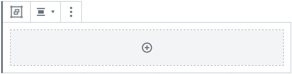 Screenshot des Gruppen-Blocks, ohne das Inhalt hinzugefügt wurde.
