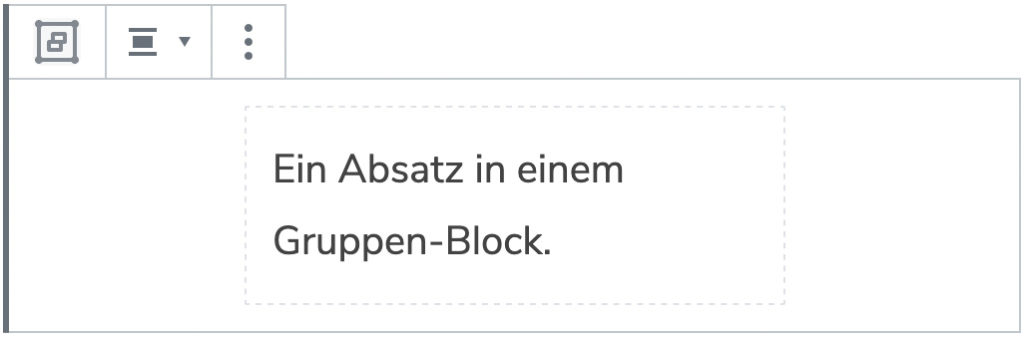 Screenshot eines Gruppen-Blocks mit einem hinzugefügten Absatz.