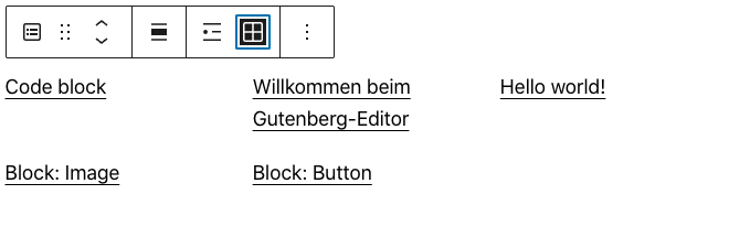 Screenshot des Neueste-Beiträge-Blocks, mit Beispiel-Beiträgen in der Rasteransicht.
